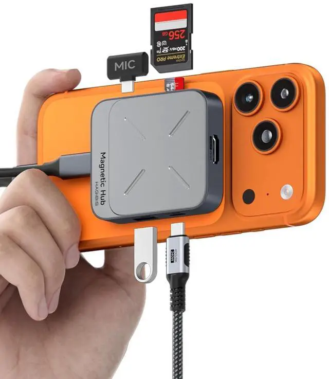 Main image of Magnetic USB C Hub with Magsafe for iPhone 17 16 15 Pro Max, 7 in 1 Type-C Docking Station 4K@60Hz HDMI SD3.0 TF3.0 Card Solt 100W PD 10Gbps USB-C AUX for MacBook Pro Air, iPad Pro (TC100)
