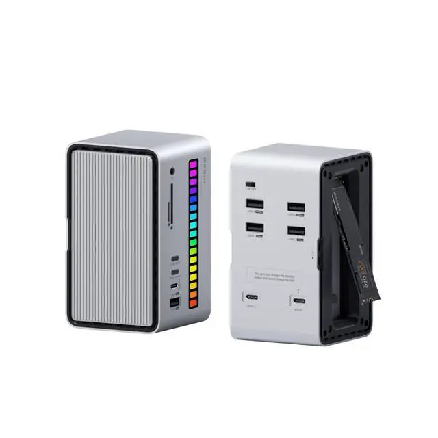 Main image of USB C Docking Station with M.2 NVMe/SATA SSD Enclosure Adapter, LED Strip Light USB 3.2 Gen 2 (10 Gbps) to PCI-E M-Key/(B+M) Key Support UASP for NVMe/SATA SSDs for MacBook Pro