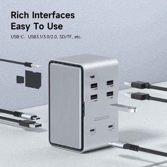 Alt view image 4 of 7 - USB C Docking Station with M.2 NVMe/SATA SSD Enclosure Adapter, LED Strip Light USB 3.2 Gen 2 (10 Gbps) to PCI-E M-Key/(B+M) Key Support UASP for NVMe/SATA SSDs for MacBook Pro