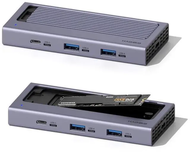 Main image of USB C Hub with M.2 SSD Enclosure, Magnetic Cover Easy Disassemble External Hard Drive Enclosure with 10Gbps USB 3.1, USB C for MacBook Pro, iPhone15 Pro Max, Mac mini, Laptop, PC (HB777)
