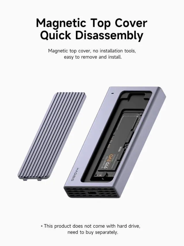 Alt view image 4 of 7 - USB C Hub with M.2 SSD Enclosure, Magnetic Cover Easy Disassemble External Hard Drive Enclosure with 10Gbps USB 3.1, USB C for MacBook Pro, iPhone15 Pro Max, Mac mini, Laptop, PC (HB777)