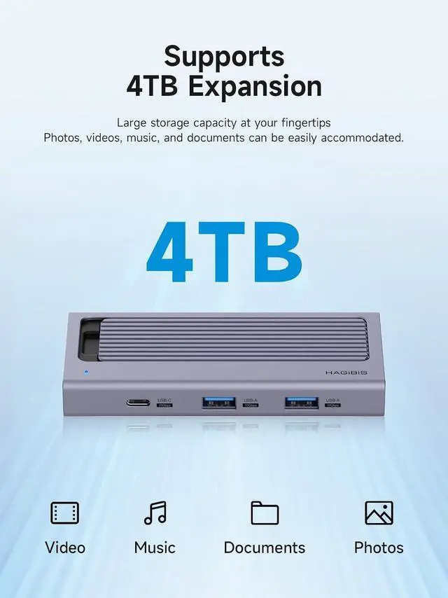 Alt view image 6 of 7 - USB C Hub with M.2 SSD Enclosure, Magnetic Cover Easy Disassemble External Hard Drive Enclosure with 10Gbps USB 3.1, USB C for MacBook Pro, iPhone15 Pro Max, Mac mini, Laptop, PC (HB777)