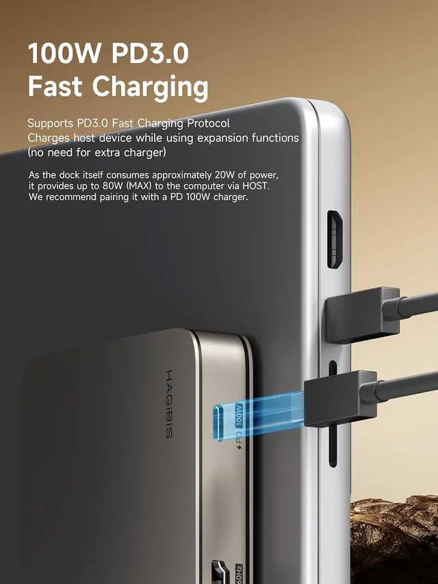 Alt view image 6 of 7 - USB4 Docking Station, 40Gbps USB C Triple Display Hub with 8K@60Hz HDMI, 100W PD, 20Gbps DP1.4 7.5W USB4 Downstream Port and 4 10Gbps USB3.2 for MacBook Pro Air Laptops Thunderbolt 4/5 Dock