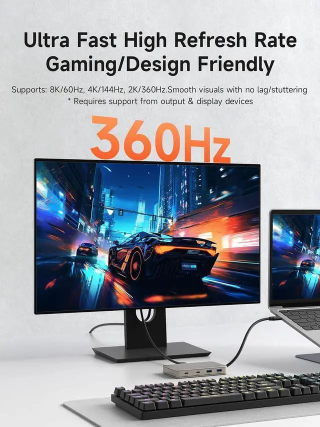 Alt view image 7 of 7 - USB4 Docking Station, 40Gbps USB C Triple Display Hub with 8K@60Hz HDMI, 100W PD, 20Gbps DP1.4 7.5W USB4 Downstream Port and 4 10Gbps USB3.2 for MacBook Pro Air Laptops Thunderbolt 4/5 Dock