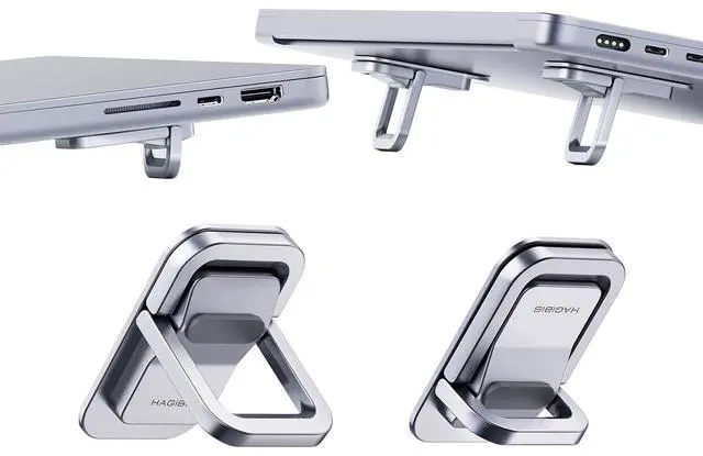 Main image of Adjustable Laptop Stand for Desk - Portable Laptop Riser, Ergonomic Aluminum Cooling Pad for MacBook Pro Air, Tablet (Silver)