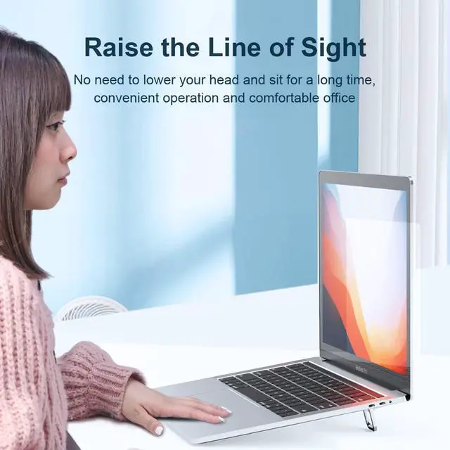 Alt view image 6 of 7 - Adjustable Laptop Stand for Desk - Portable Laptop Riser, Ergonomic Aluminum Cooling Pad for MacBook Pro Air, Tablet (Silver)