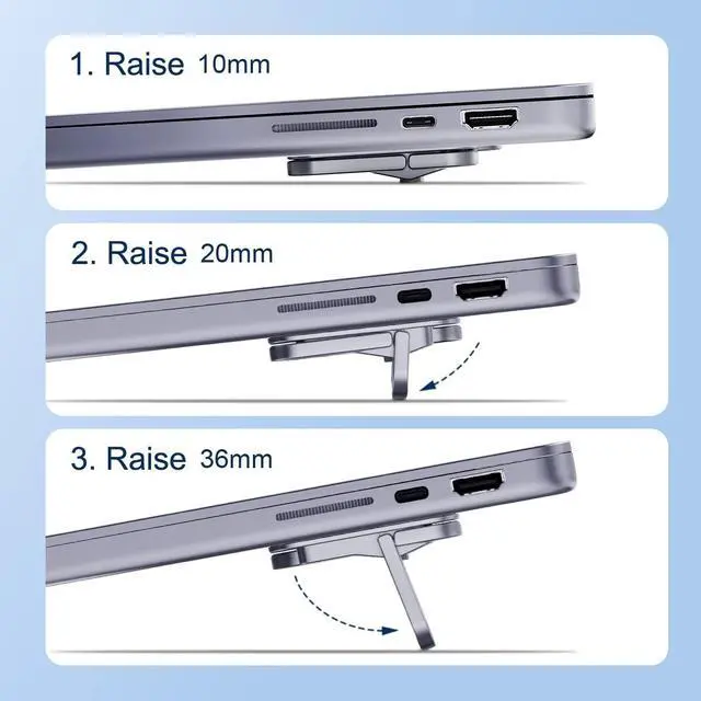 Alt view image 2 of 7 - Laptop Stand Adjustable Height for Desk, Portable Invisible Laptop Riser, Ergonomic Mount Keyboard Kickstands Aluminum Cooling Pad for MacBook Pro Air, Tablet Laptop (Grey)