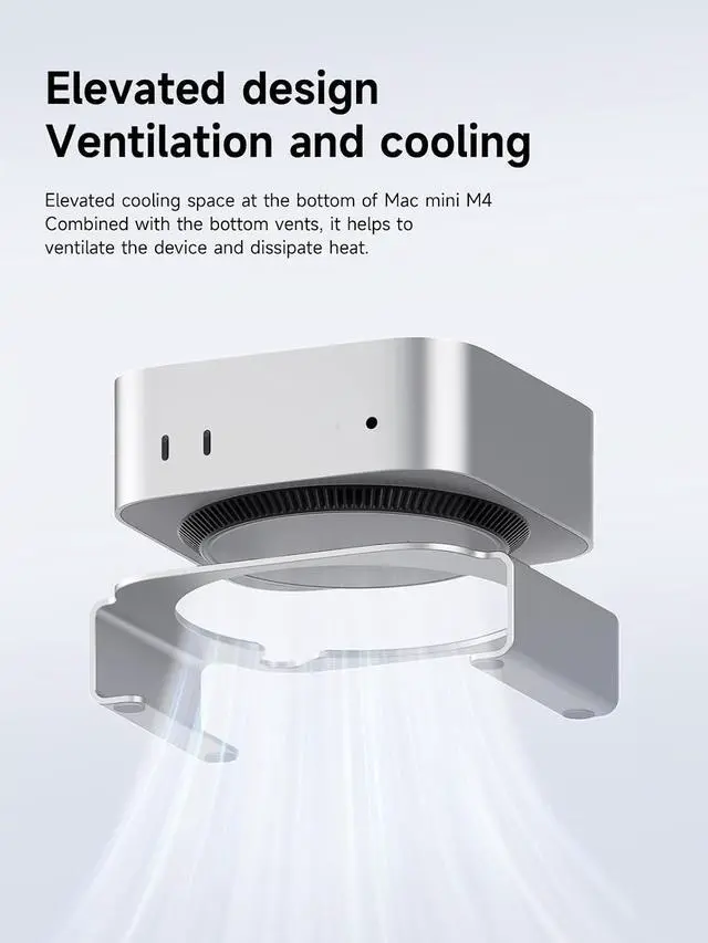 Alt view image 3 of 7 - Mac mini M4 Stand Aluminum Alloy Mount for Mac mini M4/M4 Pro 2024 Ventilation Heat Dissipation Cooling Desktop Holder Accessories (MMS03)