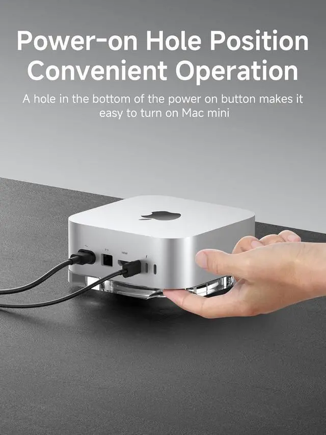 Alt view image 2 of 7 - Mac mini M4 Stand, Transparent Acrylic Desktop Stand Dustproof Laptop Holder Cooling Heat Disspation Mount for Mac mini M4 Pro 2024