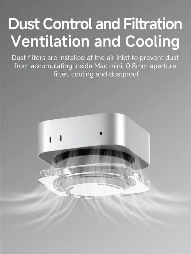 Alt view image 3 of 7 - Mac mini M4 Stand, Transparent Acrylic Desktop Stand Dustproof Laptop Holder Cooling Heat Disspation Mount for Mac mini M4 Pro 2024
