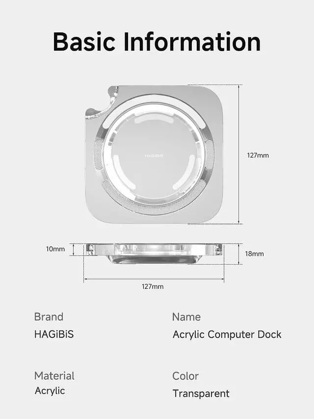 Alt view image 7 of 7 - Mac mini M4 Stand, Transparent Acrylic Desktop Stand Dustproof Laptop Holder Cooling Heat Disspation Mount for Mac mini M4 Pro 2024