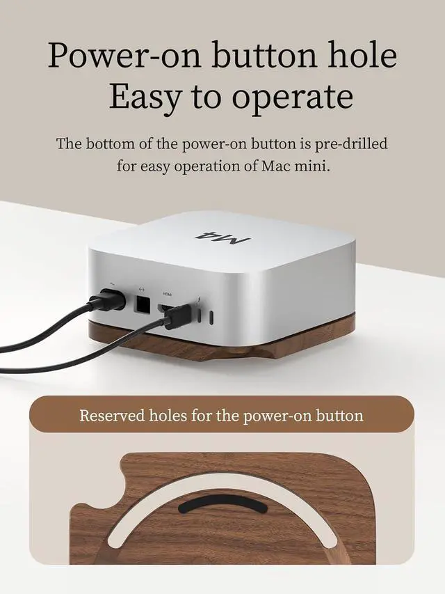 Alt view image 2 of 7 - Mac mini Stand, Black Walnut Desktop Stand Dustproof Laptop Holder Cooling Heat Disspation Mount for Mac mini M4 Pro 2024 (MMP04)