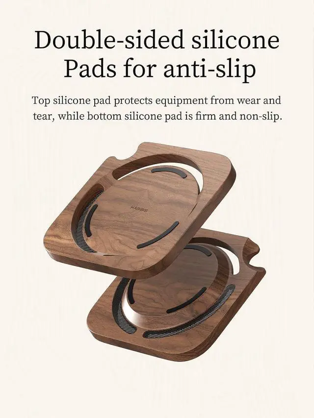 Alt view image 5 of 7 - Mac mini Stand, Black Walnut Desktop Stand Dustproof Laptop Holder Cooling Heat Disspation Mount for Mac mini M4 Pro 2024 (MMP04)