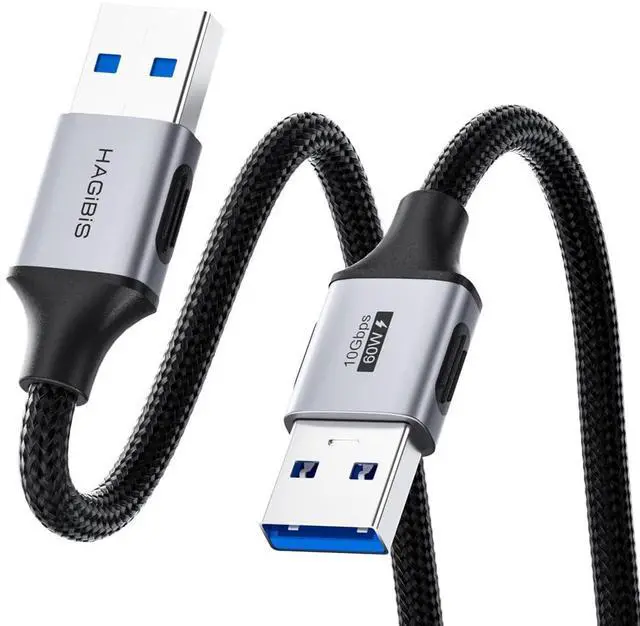 Main image of USB to USB Cable, 10Gbps Data Transfer 60W Fast Charging USB 3.2 A to A Male to Male Cable for Computer, PC, Laptop, Cooler, DVD Player, Hard Drive Enclosures, Set Up Box (3.3FT)