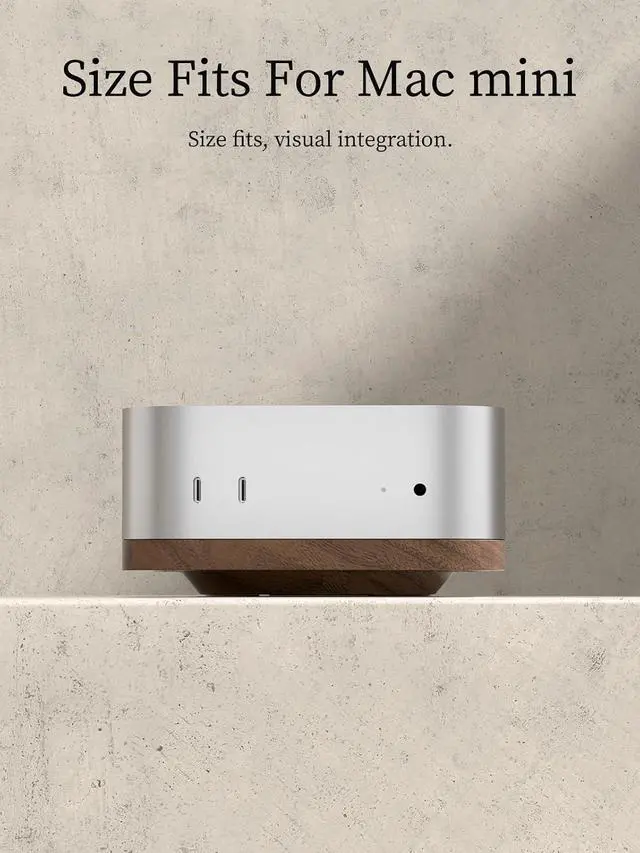 Alt view image 7 of 7 - Mac mini Stand, Black Walnut Desktop Stand Dustproof Laptop Holder Cooling Heat Disspation Mount for Mac mini M4 Pro 2024 (MMP04)