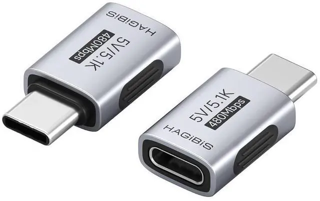 Main image of 5.1k Resistor 5V/3A Charging Adapter 2 Pack, 15W USB C Male to USB C Female Adapter for Shaver Trimmer Headphone Fan Electric Screwdriver (ZJTN05)