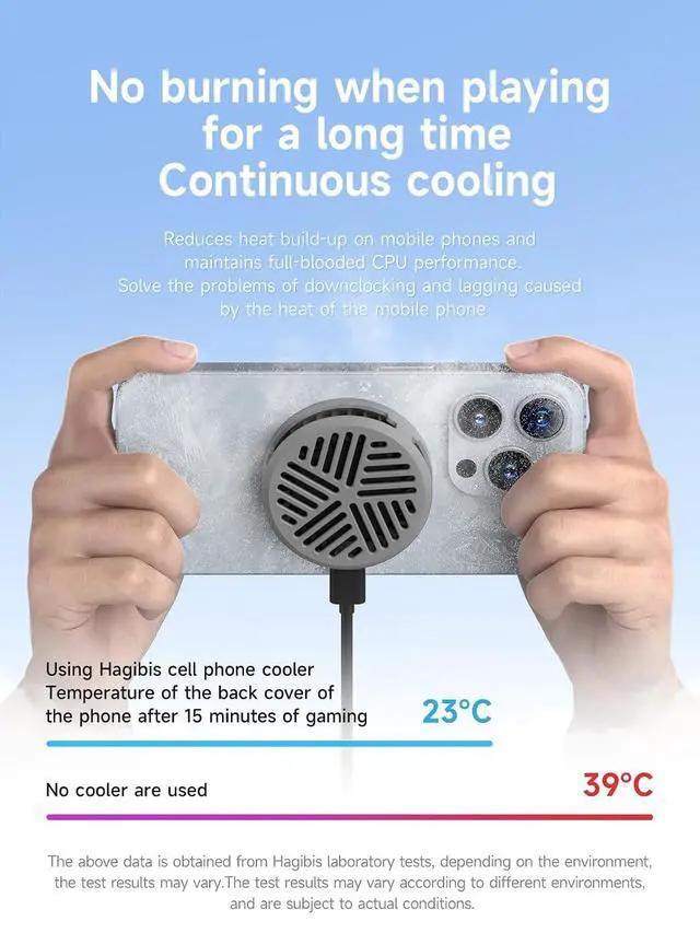 Alt view image 3 of 7 - Magnetic Cell Phone Cooler Ultrathin Cooling Fan Portable Lightweight Mobile Phone Radiator for iPhone 17 16 15 Pro Max, MagSafe Series, iPad Pro, Android, Tablet (Grey)