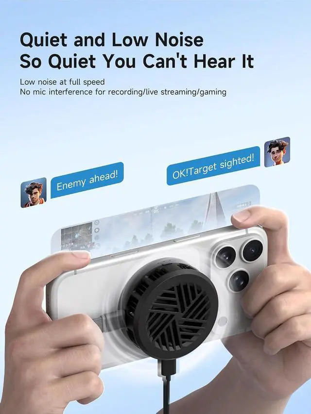Alt view image 7 of 7 - Magnetic Cell Phone Cooler with 60W PD Fast Charging Port, Double-Sided Magnetic Semiconductor Cooling Fan, No Noise Phone Radiator for iPhone 17 16 15 Pro Max, Android, Tablet (Black)