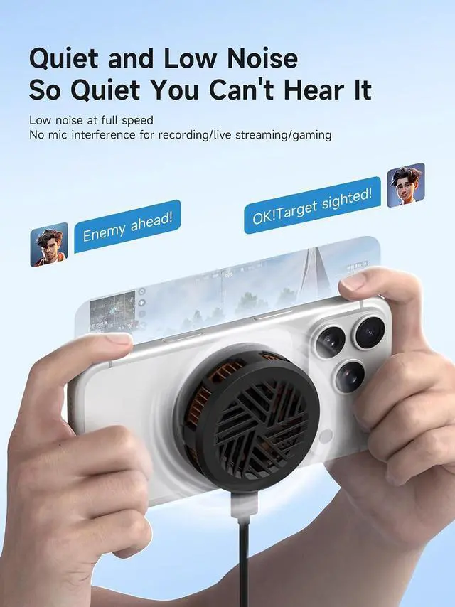 Alt view image 7 of 7 - Magnetic Cell Phone Cooler, Double-Sided Magnetic Semiconductor Cooling Fan, No Noise Radiator for iPhone 17 16 15 Pro Max, Android, Tablet (Black Without PD)