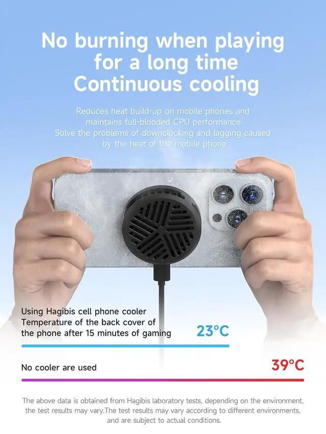 Alt view image 3 of 7 - Magnetic Cell Phone Cooler Ultrathin Cooling Fan Portable Lightweight Mobile Phone Radiator for iPhone 17 16 15 Pro Max, MagSafe Series, iPad Pro, Android, Tablet (Black)