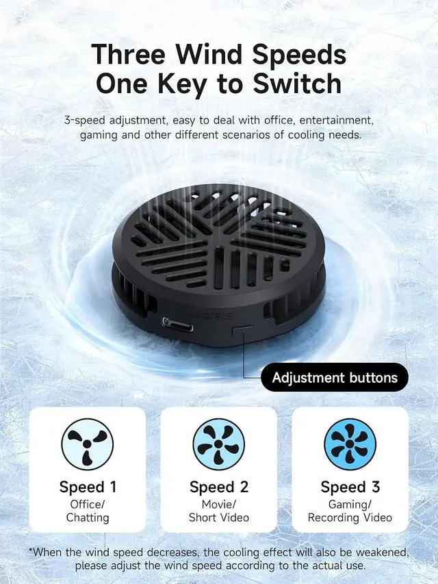 Alt view image 7 of 7 - Magnetic Cell Phone Cooler Ultrathin Cooling Fan Portable Lightweight Mobile Phone Radiator for iPhone 17 16 15 Pro Max, MagSafe Series, iPad Pro, Android, Tablet (Black)