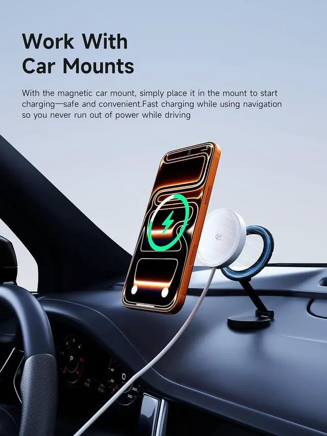 Alt view image 7 of 7 - Magnetic Wireless Charger, Qi2.2 Dual-Sided Magnetic 25W Magsafe Fast Charging Pad for iPhone 17 16 15 Pro Max, AirPods4/3/2/Pro, Galaxy S26 S25 S24 Ultra, Pixel 10 Series (Silver)