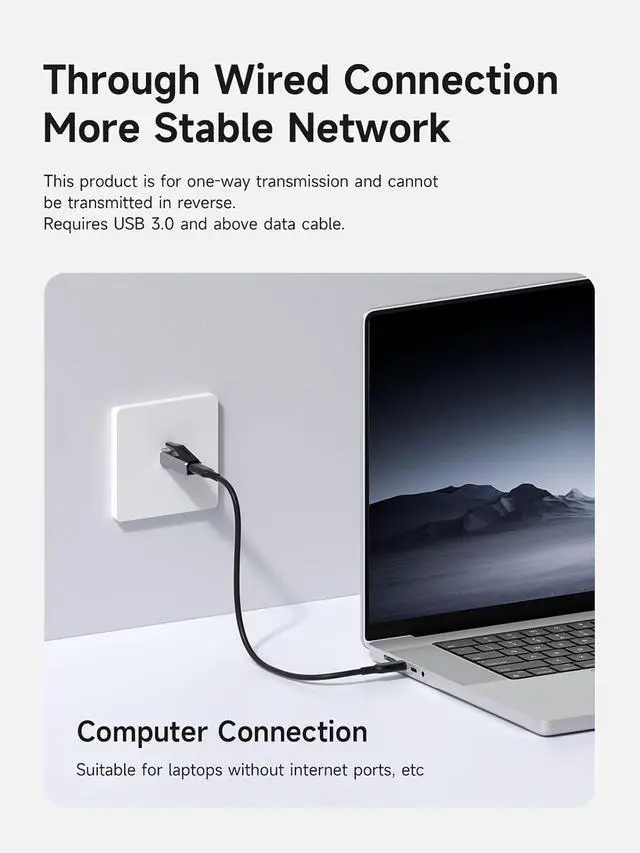 Alt view image 3 of 7 - USB C to Ethernet Adapter, Portable 1Gbps Gigabit RJ45 to Type-C (Thunderbolt 4/3 Compatible) Network LAN Hub, Compatible for MacBook Pro/Air, iPhone 16 Pro/Max, iPad Pro, XPS