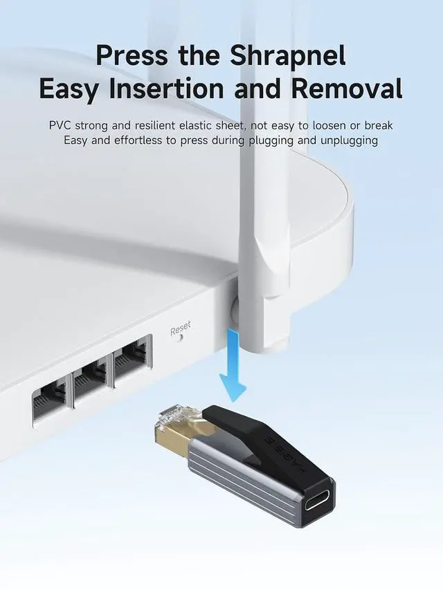 Alt view image 5 of 7 - USB C to Ethernet Adapter, Portable 1Gbps Gigabit RJ45 to Type-C (Thunderbolt 4/3 Compatible) Network LAN Hub, Compatible for MacBook Pro/Air, iPhone 16 Pro/Max, iPad Pro, XPS
