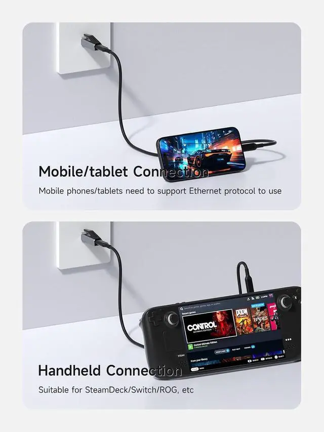 Alt view image 4 of 7 - USB C to Ethernet Adapter, Portable 1Gbps Gigabit RJ45 to Type-C (Thunderbolt 4/3 Compatible) Network LAN Hub, Compatible for MacBook Pro/Air, iPhone 16 Pro/Max, iPad Pro, XPS