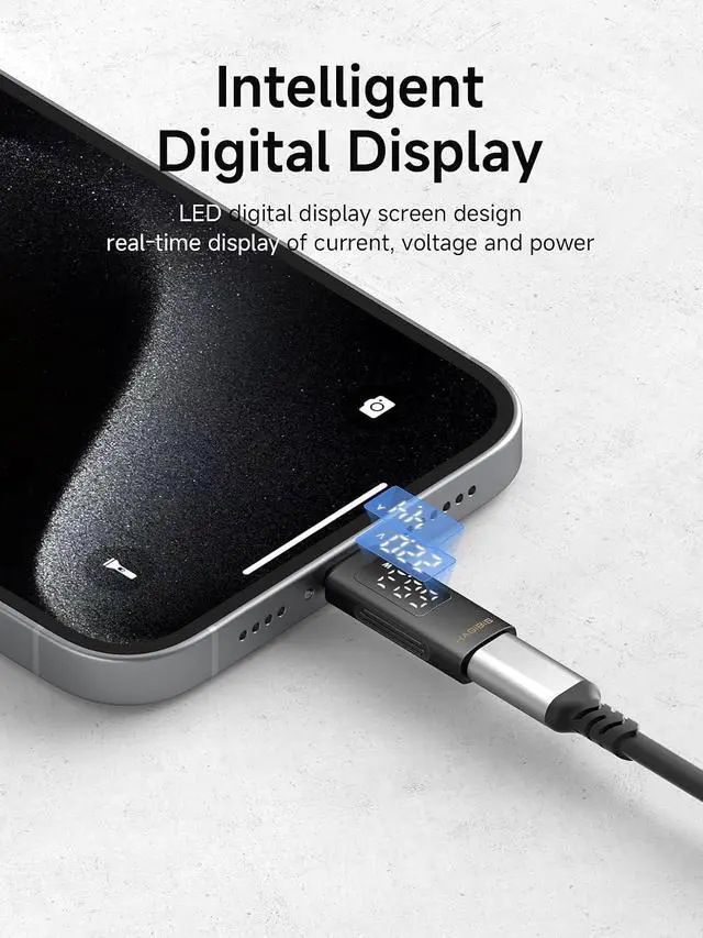 Alt view image 2 of 7 - LED Display USB C Adapter 240W 80Gbps 8K@60Hz, USB4 V2.0 Connecter for Thunderbolt 4/3, iPhone 16 15 Pro Max, Current Voltage Fast Charging Monitoring Display Tester Detector (AA20)
