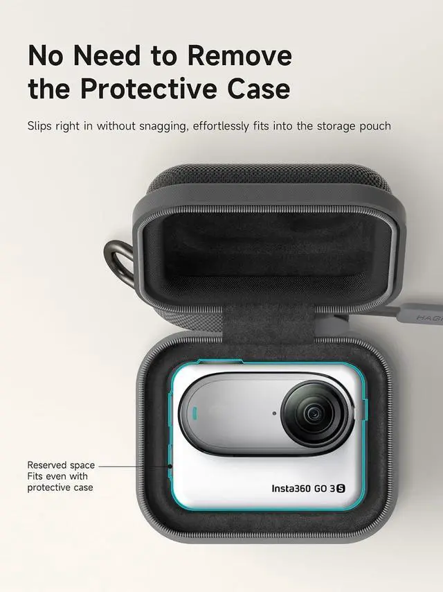 Alt view image 2 of 7 - Carrying Case for Insta360 GO 3/3S, Portable Travel Storage Organizer Carry Bag Protective Hard Shell Anti-drop Handbag for Insta360 GO 3S Lens Protection (Black)