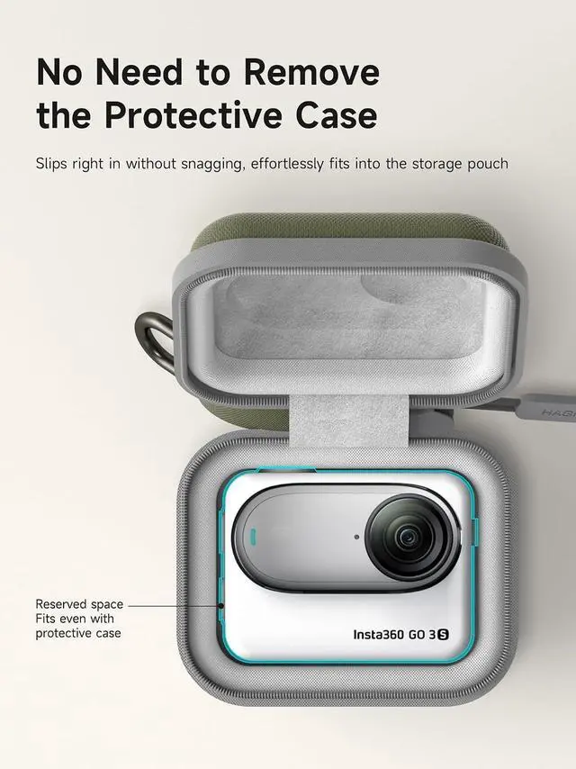 Alt view image 2 of 7 - Carrying Case for Insta360 GO 3/3S, Portable Travel Storage Organizer Carry Bag Protective Hard Shell Anti-drop Handbag for Insta360 GO 3S Lens Protection (Green)