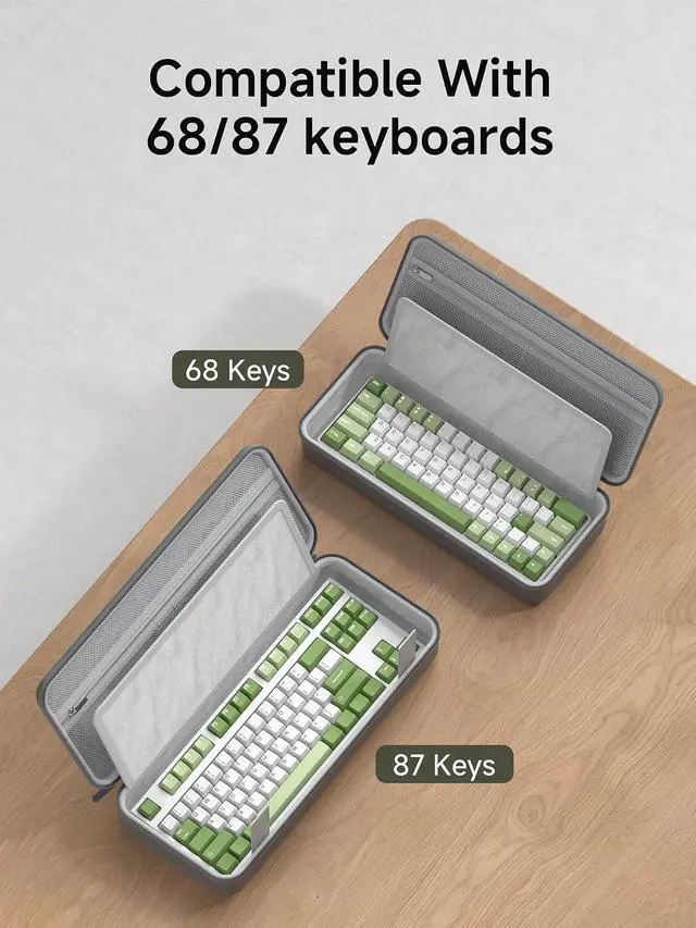 Alt view image 4 of 7 - Keyboard Bag Hard Shell Portable Travel Carrying Case, 68/87 Keys EVA 900D Oxford Cloth Storage Case Electronic Organizer Shockproof Waterproof (Grey, 68 Key)