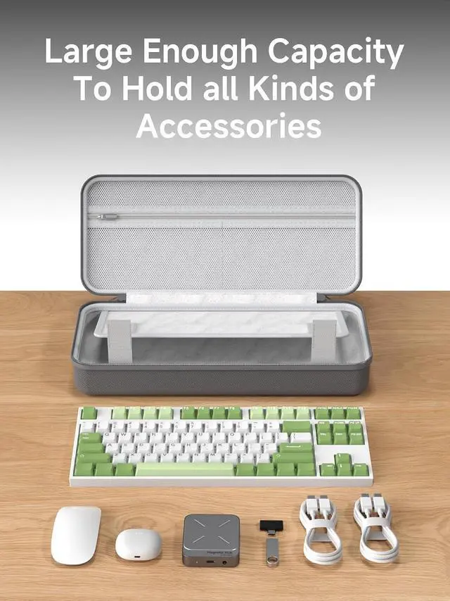 Alt view image 2 of 7 - Keyboard Bag Hard Shell Portable Travel Carrying Case, 68/87 Keys EVA 900D Oxford Cloth Storage Case Electronic Organizer Shockproof Waterproof (Grey, 68 Key)