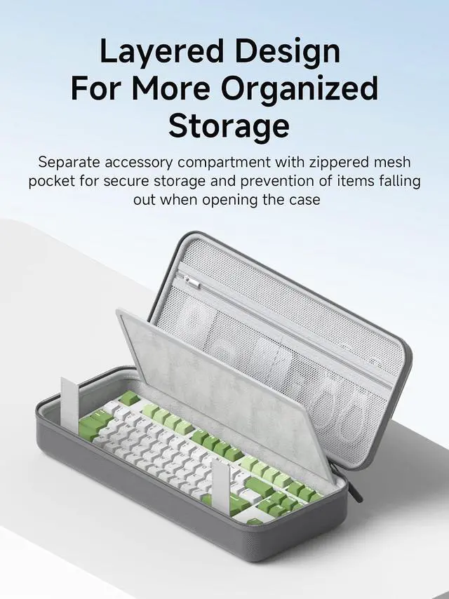 Alt view image 3 of 7 - Keyboard Bag Hard Shell Portable Travel Carrying Case, 68/87 Keys EVA 900D Oxford Cloth Storage Case Electronic Organizer Shockproof Waterproof (Grey, 68 Key)
