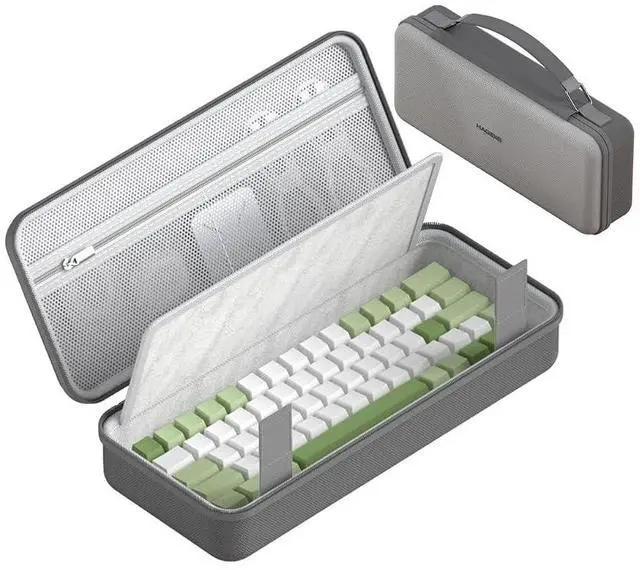 Main image of Keyboard Bag Hard Shell Portable Travel Carrying Case, 68/87 Keys EVA 900D Oxford Cloth Storage Case Electronic Organizer Shockproof Waterproof (Grey, 68 Key)