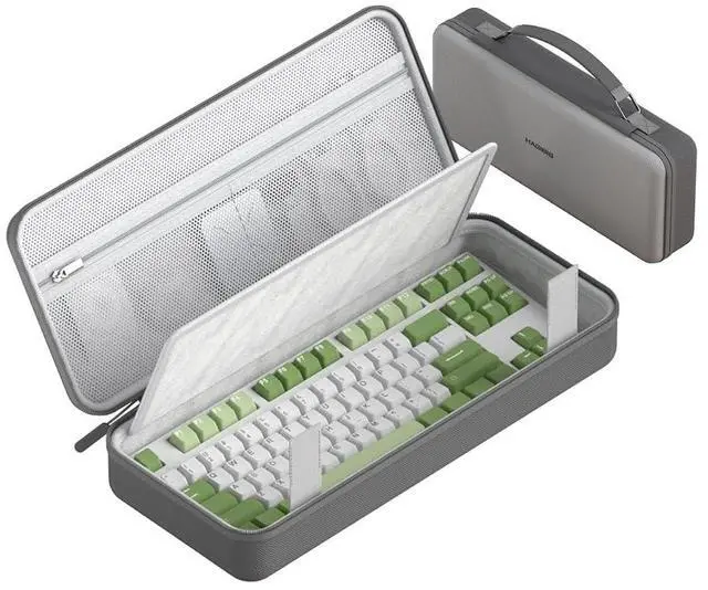 Main image of Keyboard Bag Hard Shell Portable Travel Carrying Case, 68/87 Keys EVA 900D Oxford Cloth Storage Case Electronic Organizer Shockproof Waterproof (Grey, 87 Key)