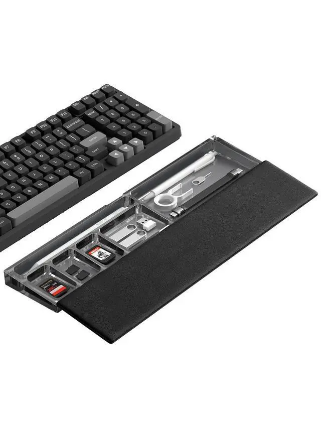 Main image of Keyboard Wrist Rest Pad with Partition Storage Case, Magnetic Top Cover Ergonomic Soft Memory Foam, Anti-Slip Rubber Base for Computer Keyboard, Laptop, Office, Home (Black Magnetic)