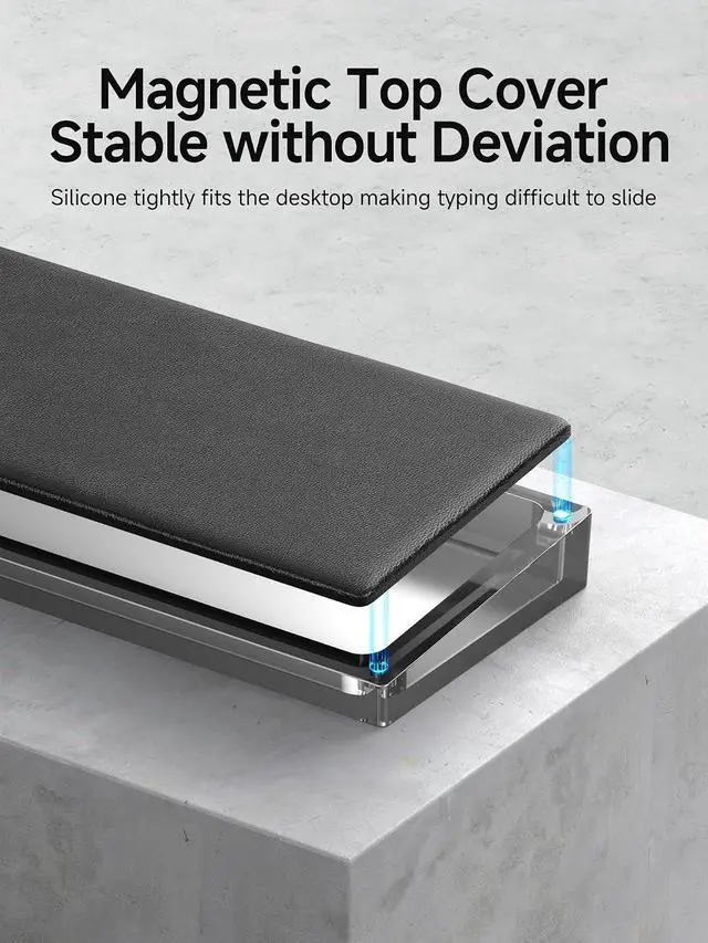 Alt view image 3 of 7 - Keyboard Wrist Rest Pad with Partition Storage Case, Magnetic Top Cover Ergonomic Soft Memory Foam, Anti-Slip Rubber Base for Computer Keyboard, Laptop, Office, Home (Black Magnetic)