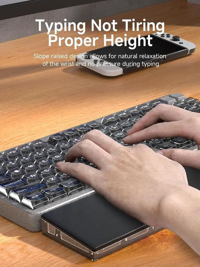 Alt view image 5 of 7 - Keyboard Wrist Rest Pad with Partition Storage Case, Magnetic Top Cover Ergonomic Soft Memory Foam, Anti-Slip Rubber Base for Computer Keyboard, Laptop, Office, Home (Black Magnetic)