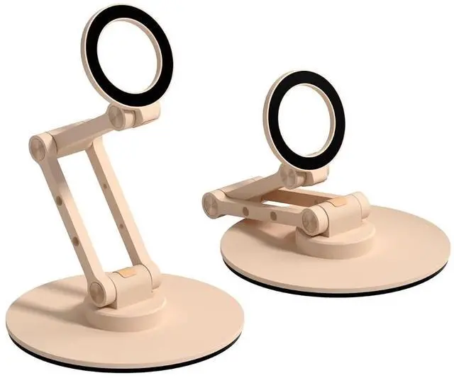 Main image of Magnetic Phone Stand for MagSafe 360° Rotation Foldable Triaxial Aluminum Desk Phone Holder Height Adjustable for iPhone 17 16 15 Pro Max (Pink)