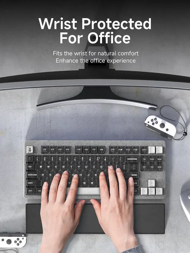 Alt view image 7 of 7 - Keyboard Wrist Rest Pad with Partition Storage Case, Magnetic Top Cover Ergonomic Soft Memory Foam, Anti-Slip Rubber Base for Computer Keyboard, Laptop, Office, Home (Black Magnetic)