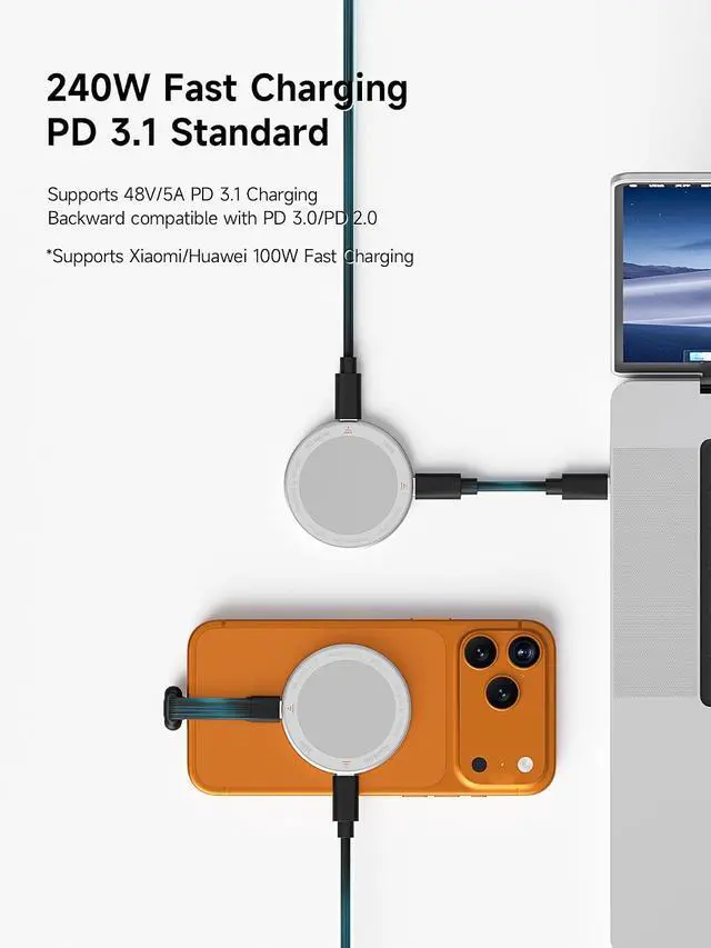 Alt view image 5 of 7 - USB-C Adapter, Dual-Sided Magnetic Ring Female to Female USB Typ-C Converter, 240W Fast Charging Adapter for iPhone 17/16/15 Pro Max, iPad Pro, Tablet, Android (Solid Version)