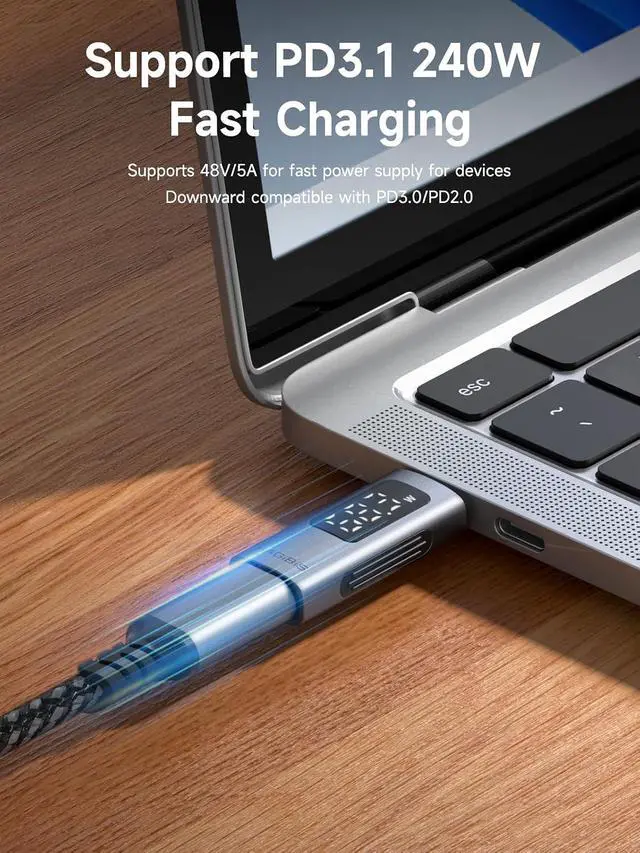 Alt view image 3 of 7 - LED Display USB C Adapter 240W 40Gbps 8K@60Hz, USB4 Connecter for Thunderbolt 4/3, iPhone 16 15 Pro Max, Current Voltage Fast Charging Monitoring Display Tester Detector (TUA04)