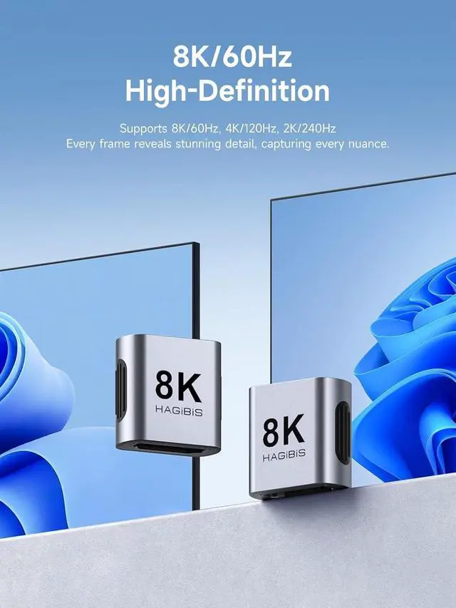 Alt view image 3 of 7 - HDMI Coupler 2 Pack, 8K@60Hz HDMI 2.1 Adapter Female to Female Connector, Extension Cable HDMI Extender for Switch2, HDTV, Monitor, Laptops, Projector, Roku TV, Chromecast