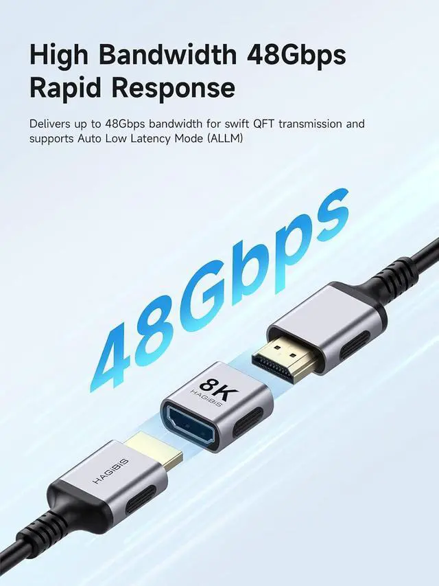 Alt view image 5 of 7 - HDMI Coupler 2 Pack, 8K@60Hz HDMI 2.1 Adapter Female to Female Connector, Extension Cable HDMI Extender for Switch2, HDTV, Monitor, Laptops, Projector, Roku TV, Chromecast