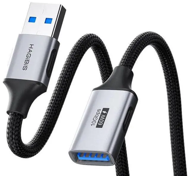 Main image of USB Extension Cable, USB Extender, Braided 10Gbps USB 3.2 Type A Male to Female Cord Compatible with Webcam, Keyboard, Mouse, PlayStation, Xbox, Flash Drive, Printer, Camera (3.3FT)
