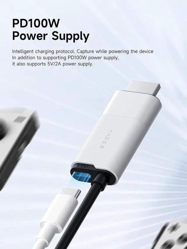 Alt view image 6 of 7 - USB3.0 Video Capture Card with 100W PD, HDMI to USB A/USB C Capture Cable 1080P@60fps YUY2 MJPEG MS2130 for Quest 3 2 Pro VR Switch2 PS4/5 Live Broadcast, Gaming, Streaming, Recorder