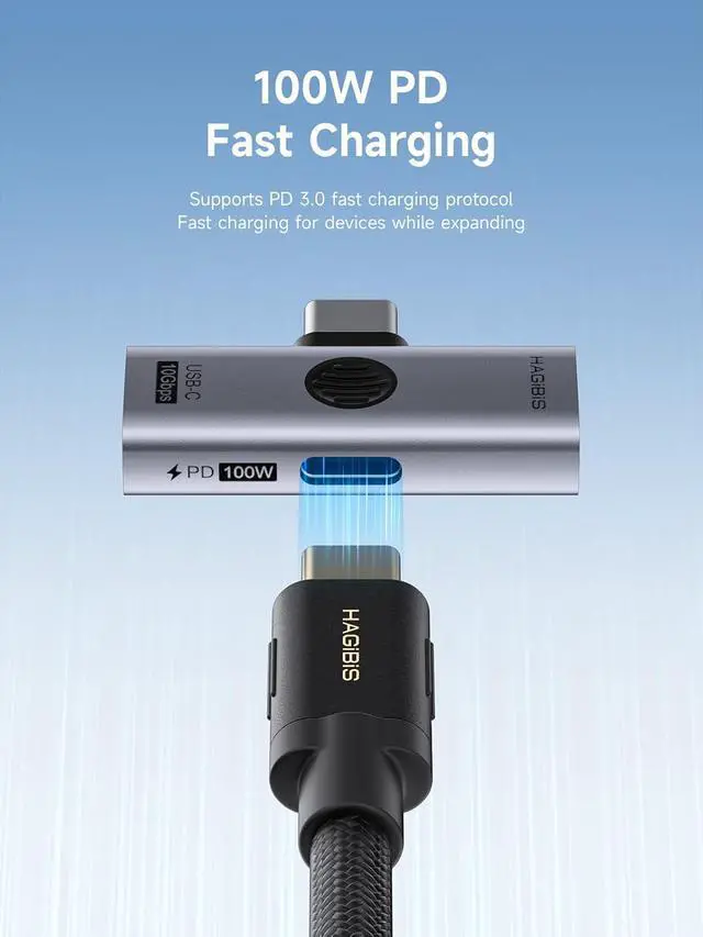 Alt view image 3 of 7 - USB-C Splitter with 100W Fast Charging and 10Gbps USB 3.2, 2 in 1 OTG Adapter for iPhone 16/15 Pro Max, iPad Pro, MacBook, Rog Ally, Steam Deck, Quest 3 2 (TUA08 USB + PD)