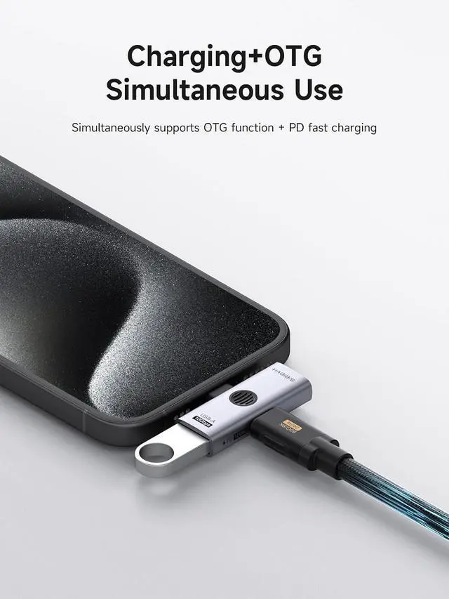 Alt view image 2 of 7 - USB-C Splitter with 100W Fast Charging and 10Gbps USB 3.2, 2 in 1 OTG Adapter for iPhone 16/15 Pro Max, iPad Pro, MacBook, Rog Ally, Steam Deck, Quest 3 2 (TUA08 USB + PD)
